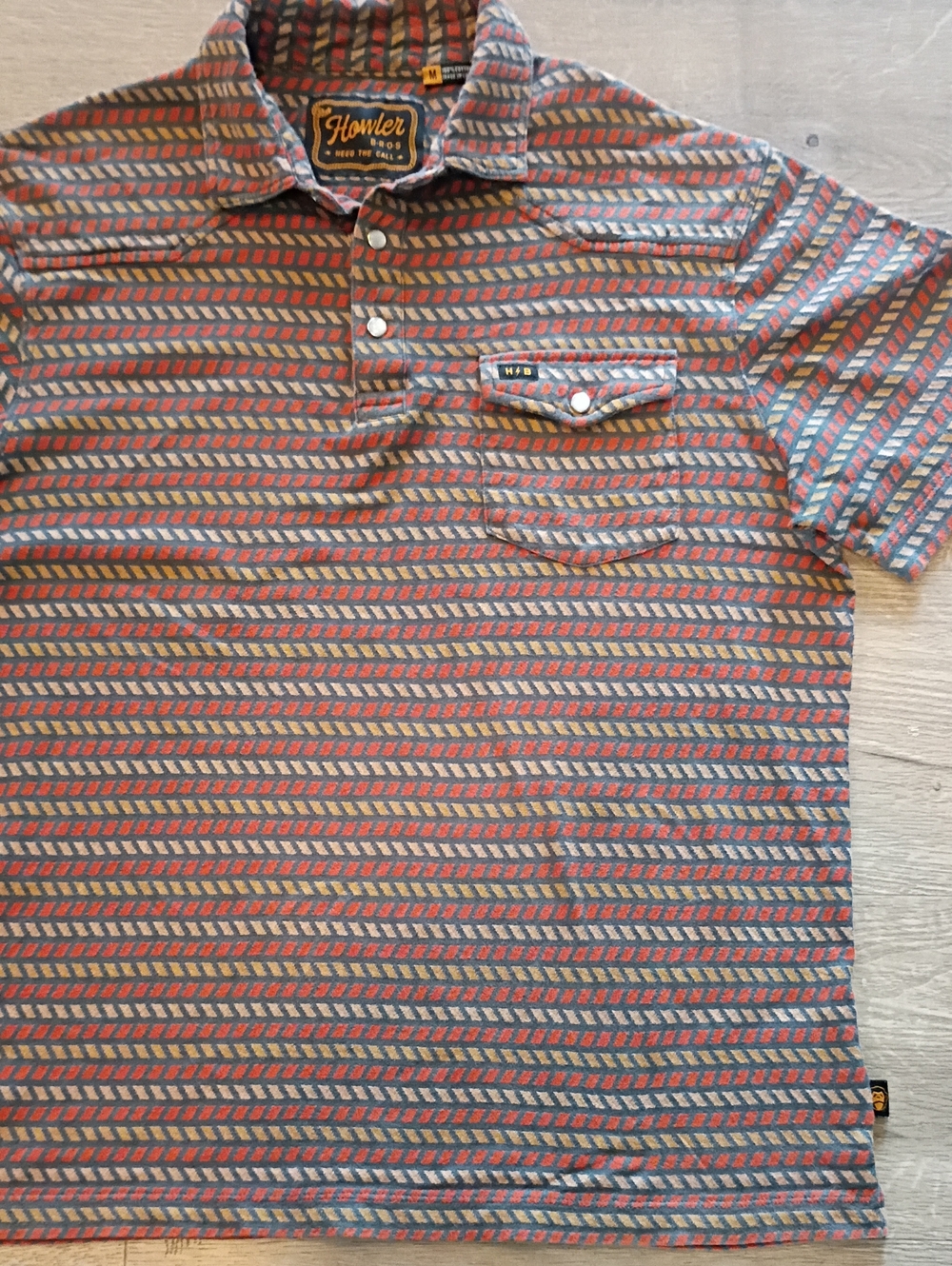 Howler Brothers-Ranchero Polo-Dark Slate-Sz Medium-Pearl Snap Western Shirt - Picture 1 of 12